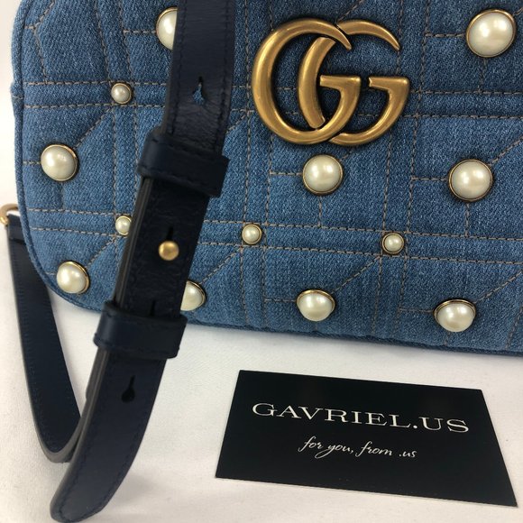 Gucci Matelassé GG Marmont Pearl Shoulder Bag NEW W DUSTBAG - Picture 8 of 16